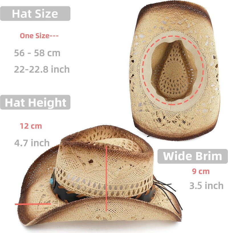 Pro Celia Men Women Cowgirl Straw Western Cowboy Hat - Image 4
